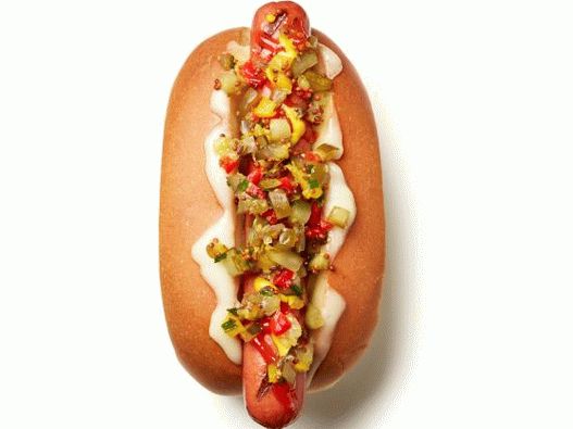 Foto hot dog s religijom kiselog povrća