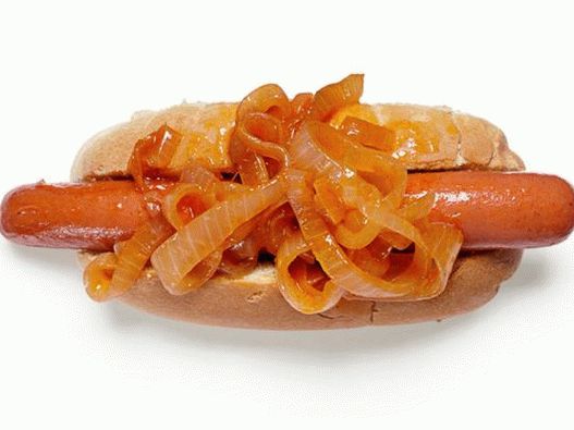Hot caramelized luk hot dog