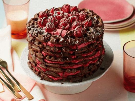 Foto čokoladna vafel torta sa šlagom