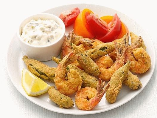Foto pržene škampe i okra