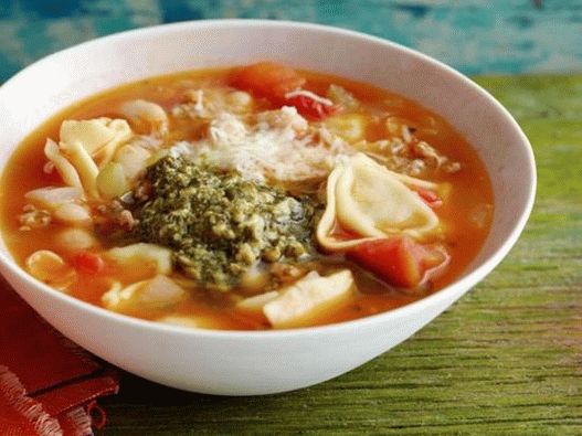 Fotografija jela - Grah juha s talijanskim knedlama i zelenim preljevom